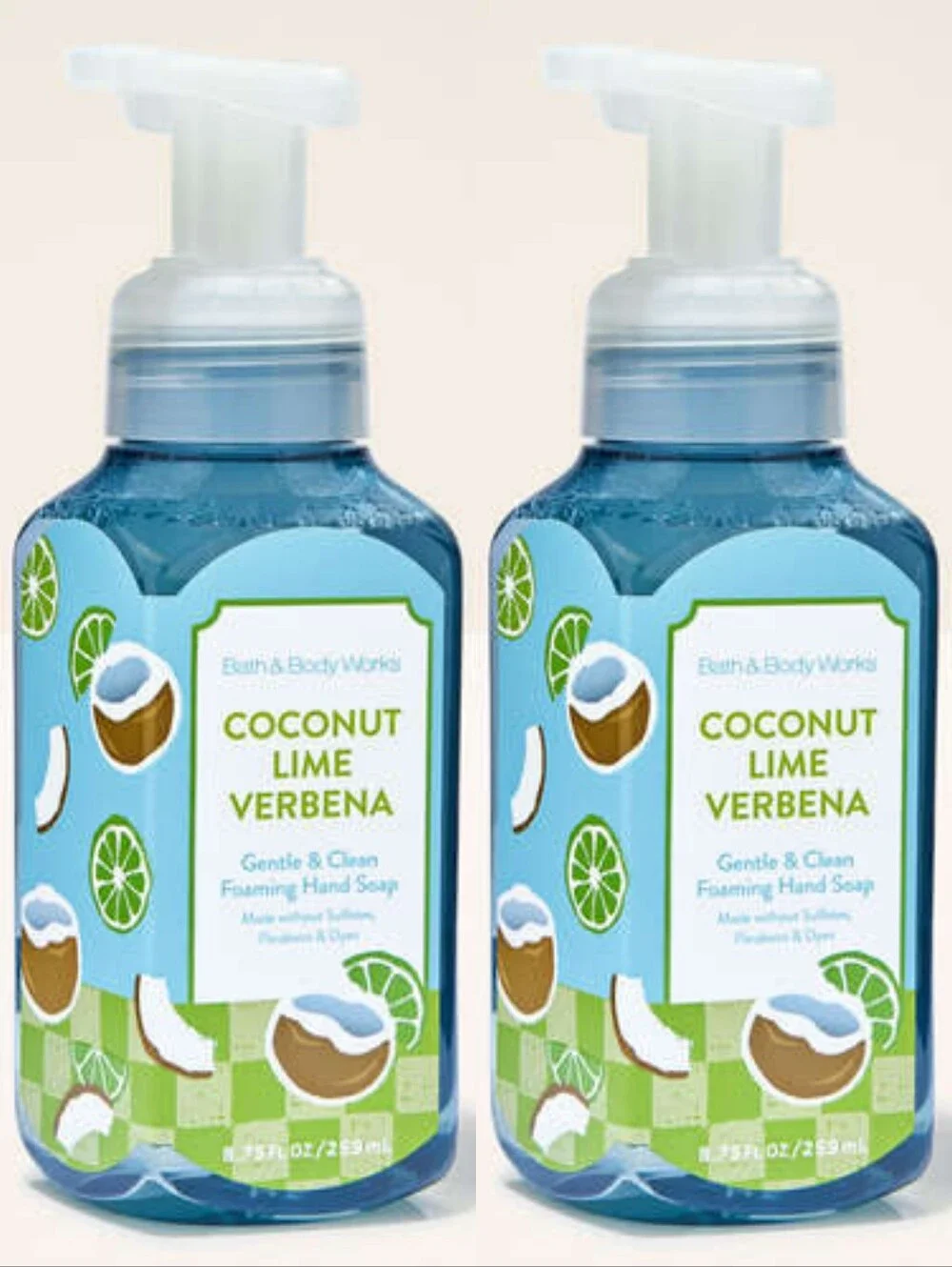 Bath & Body Works Coconut Lime Verbena Foaming Hand Soap Set of 2 NEW RARE